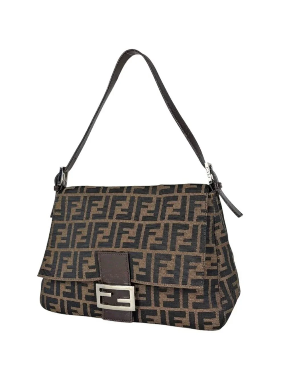 Fendi Shoulder Bag Zucca Pattern Mamma Baguette Canvas Brown